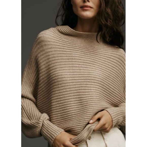 Anthropologie Kendall Sweater WMNS M Mock Neck Knit Soft Cozy Minimalist Neutral - Picture 1 of 8